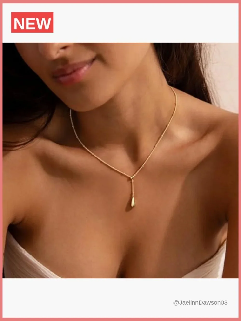 Dainty 14K Gold Plated Beaded Chain Pendant Necklace Set